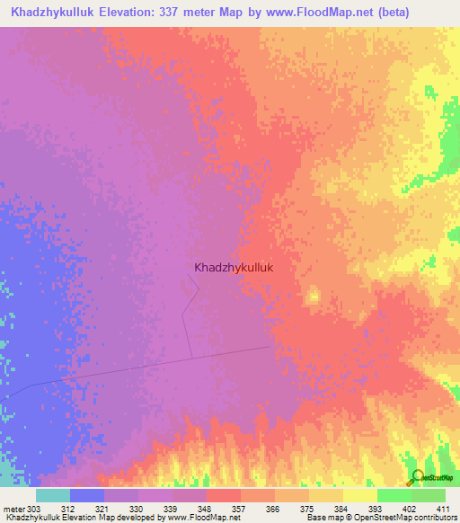 Khadzhykulluk,Turkmenistan Elevation Map