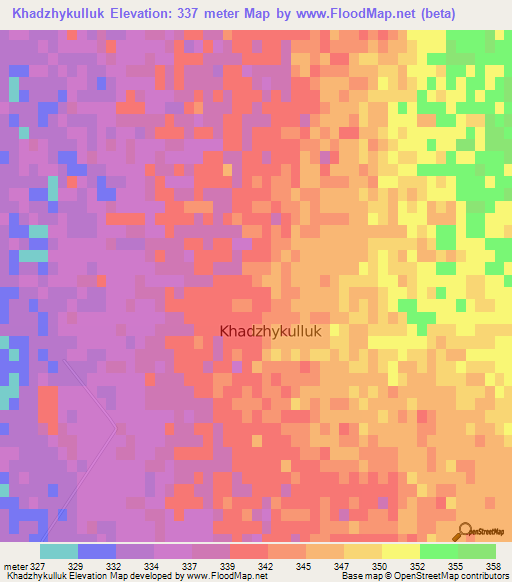 Khadzhykulluk,Turkmenistan Elevation Map