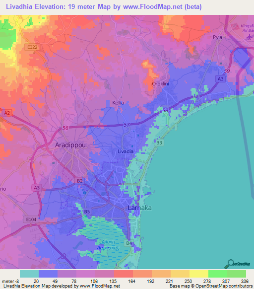 Livadhia,Cyprus Elevation Map