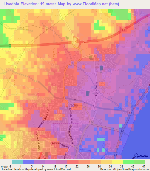 Livadhia,Cyprus Elevation Map