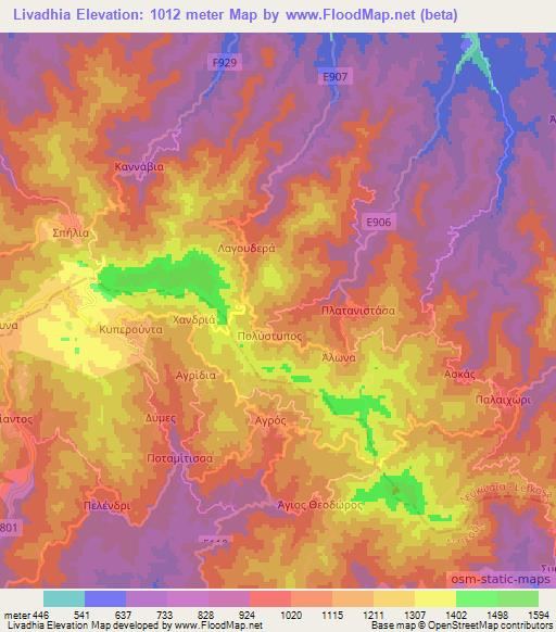 Livadhia,Cyprus Elevation Map