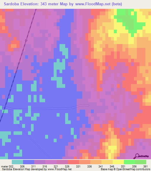 Sardoba,Turkmenistan Elevation Map