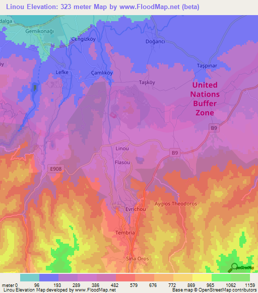 Linou,Cyprus Elevation Map
