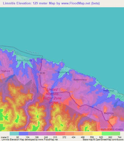 Elevation of Limnitis,Cyprus Elevation Map, Topography, Contour