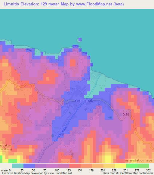 Limnitis,Cyprus Elevation Map