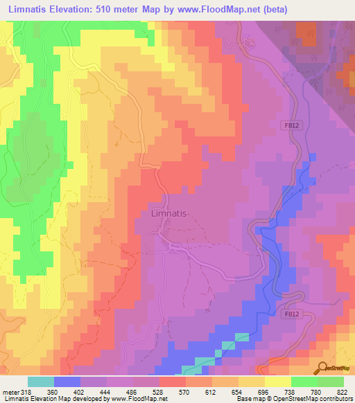 Limnatis,Cyprus Elevation Map