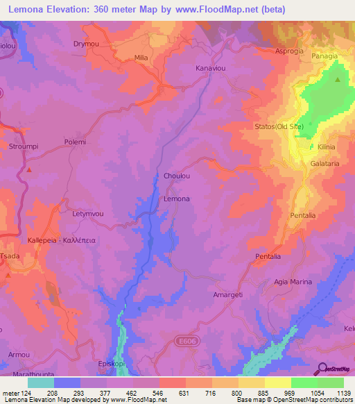 Lemona,Cyprus Elevation Map