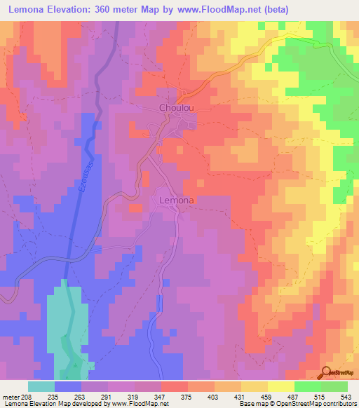 Lemona,Cyprus Elevation Map