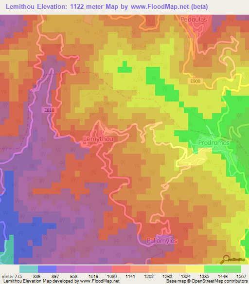Lemithou,Cyprus Elevation Map