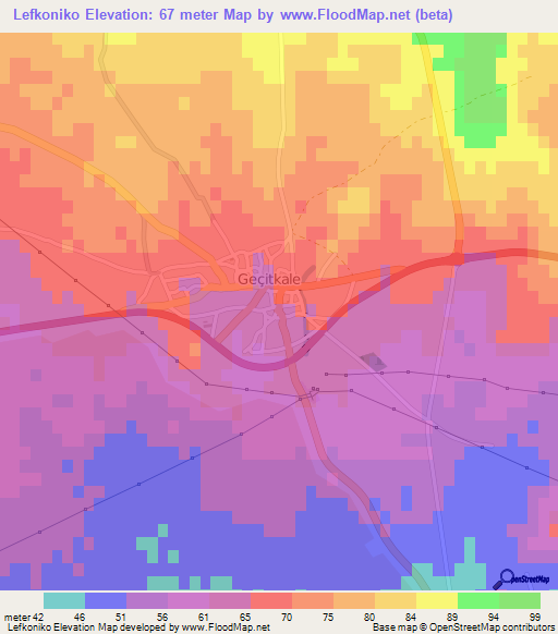 Lefkoniko,Cyprus Elevation Map