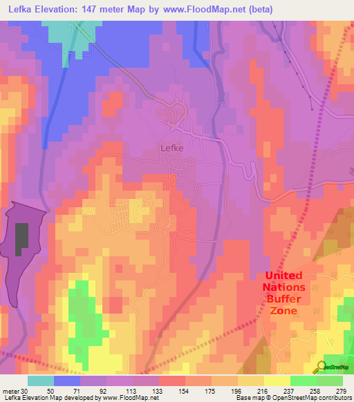Lefka,Cyprus Elevation Map