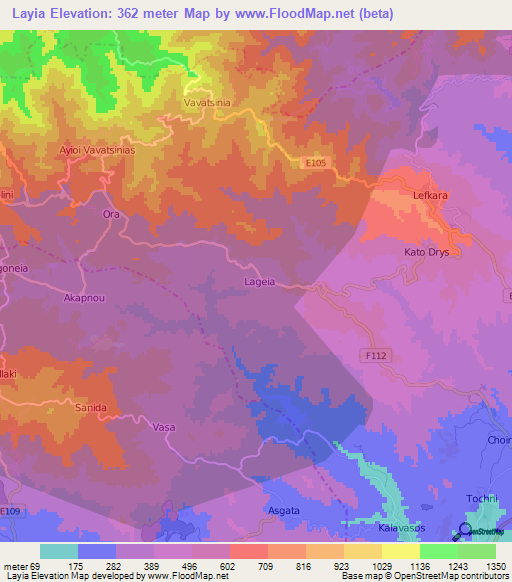 Layia,Cyprus Elevation Map