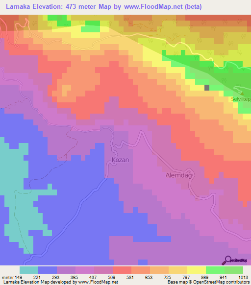 Larnaka,Cyprus Elevation Map