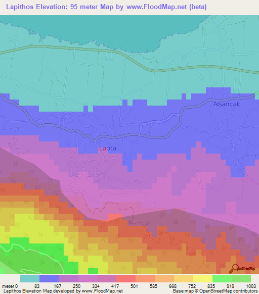 Lapithos,Cyprus Elevation Map