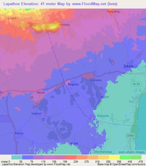 Lapathos,Cyprus Elevation Map