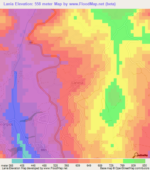 Lania,Cyprus Elevation Map