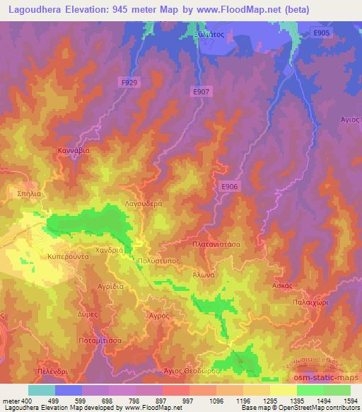 Lagoudhera,Cyprus Elevation Map