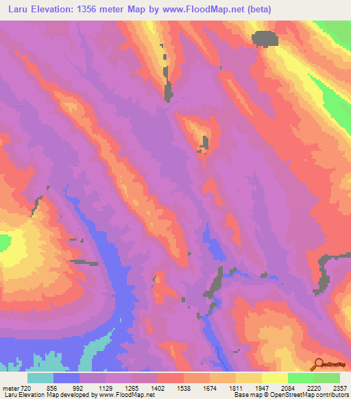 Laru,Iran Elevation Map