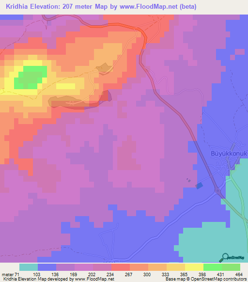 Kridhia,Cyprus Elevation Map