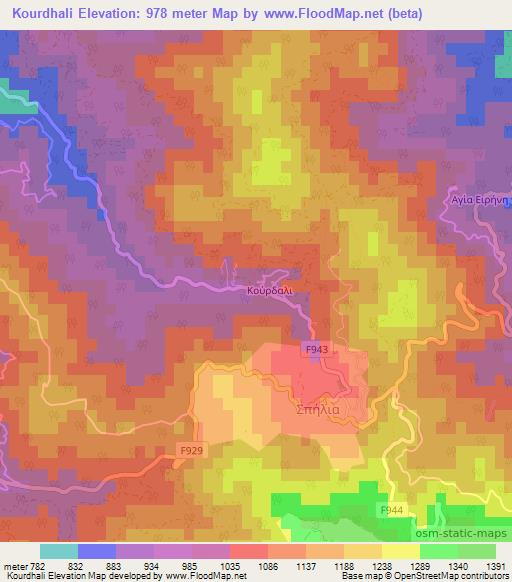 Kourdhali,Cyprus Elevation Map