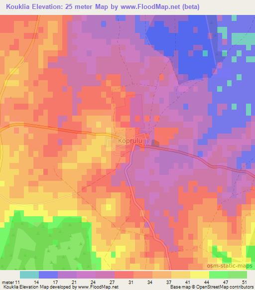 Kouklia,Cyprus Elevation Map
