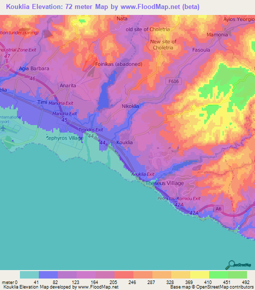 Kouklia,Cyprus Elevation Map
