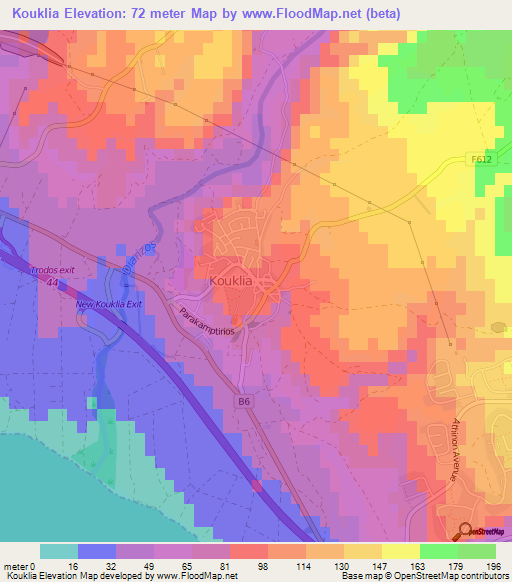 Kouklia,Cyprus Elevation Map