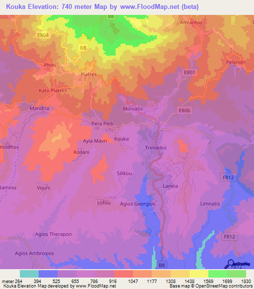Kouka,Cyprus Elevation Map