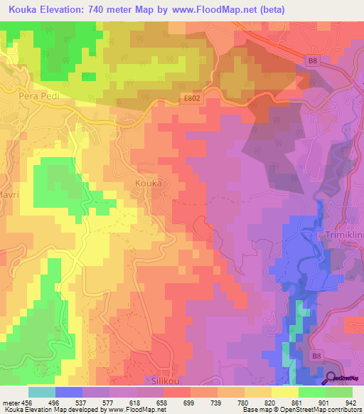 Kouka,Cyprus Elevation Map