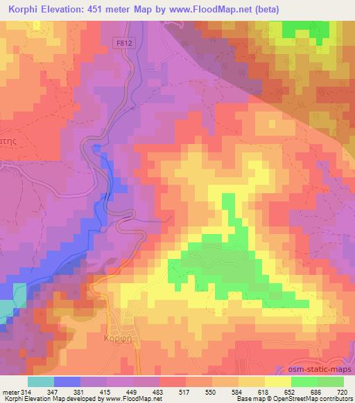 Korphi,Cyprus Elevation Map