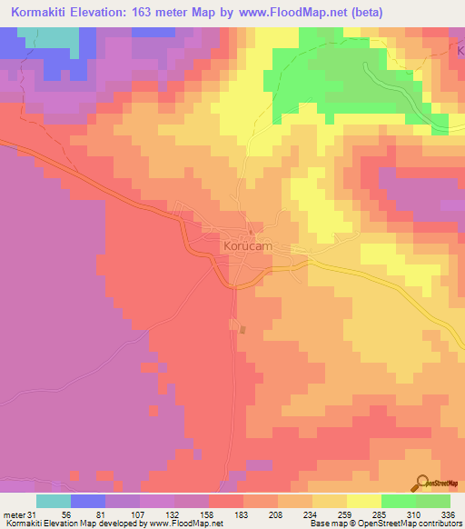 Kormakiti,Cyprus Elevation Map