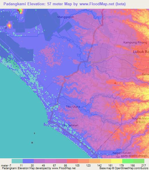 Padangkami,Indonesia Elevation Map