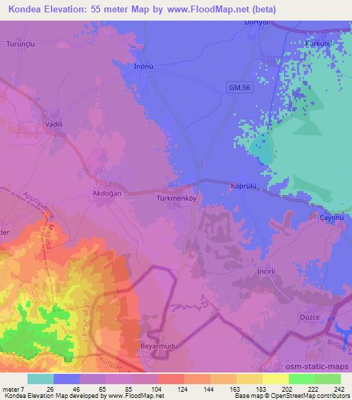 Kondea,Cyprus Elevation Map