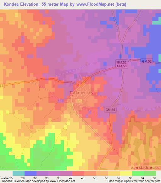 Kondea,Cyprus Elevation Map