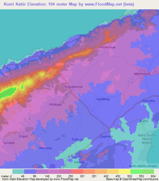 Komi Kebir,Cyprus Elevation Map