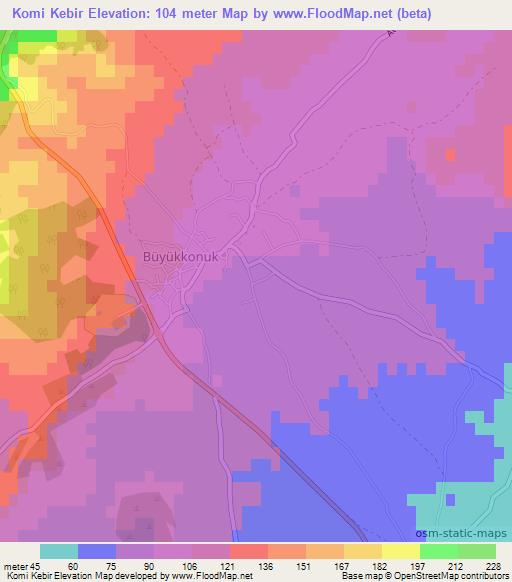 Komi Kebir,Cyprus Elevation Map