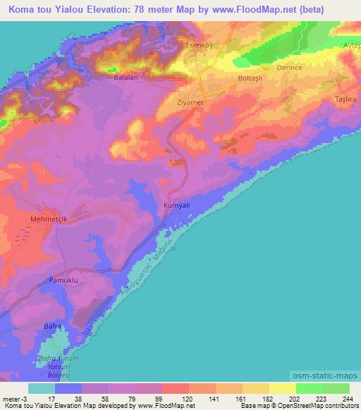 Koma tou Yialou,Cyprus Elevation Map