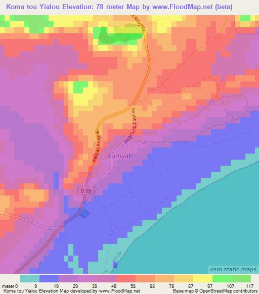 Koma tou Yialou,Cyprus Elevation Map