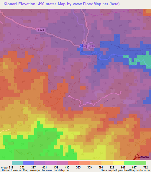 Klonari,Cyprus Elevation Map