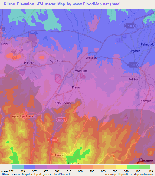 Klirou,Cyprus Elevation Map