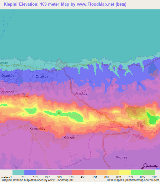 Klepini,Cyprus Elevation Map