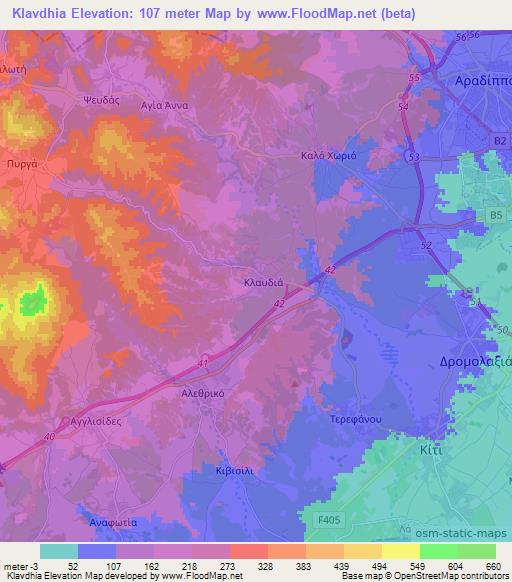 Klavdhia,Cyprus Elevation Map