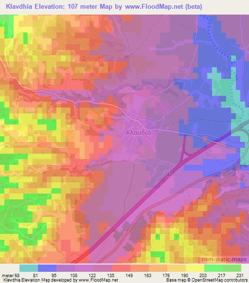 Klavdhia,Cyprus Elevation Map