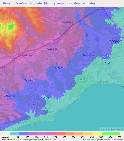Kivisil,Cyprus Elevation Map