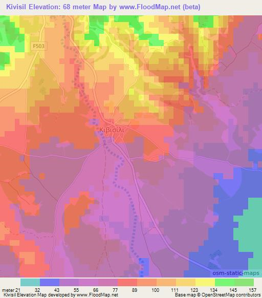 Kivisil,Cyprus Elevation Map