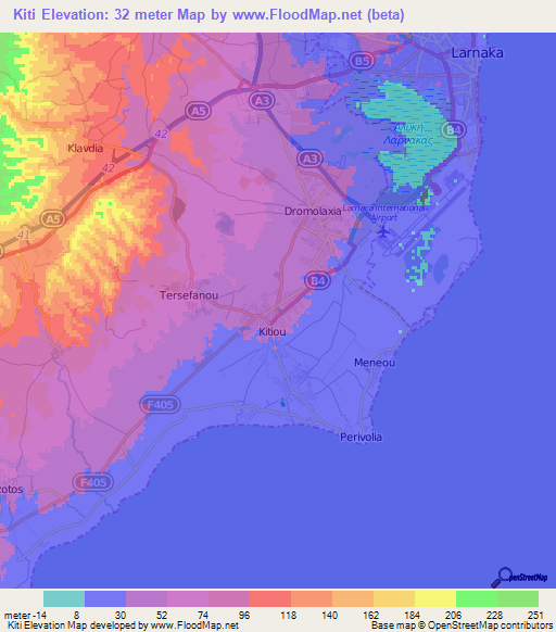 Kiti,Cyprus Elevation Map