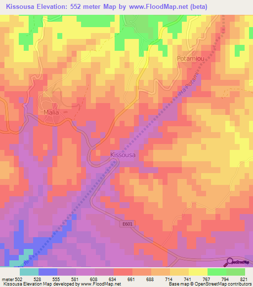 Kissousa,Cyprus Elevation Map