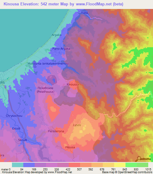 Kinousa,Cyprus Elevation Map