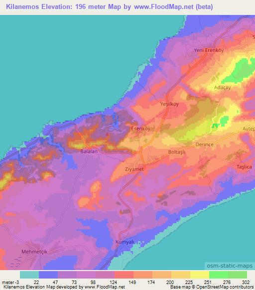 Kilanemos,Cyprus Elevation Map