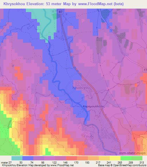 Khrysokhou,Cyprus Elevation Map